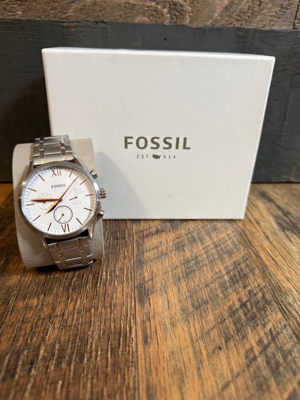 Fossil Fenmore Multifunction Silver-Tone Bracelet Men’s Watch